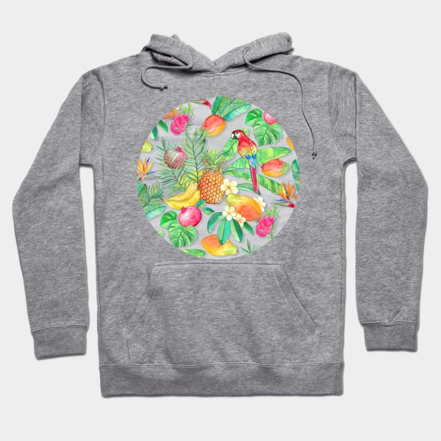 Tropical Paradise Fruit & Parrot Pattern Hoodie by micklyn